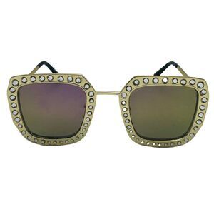7045 | Pink Mirror Square Ladies Sunglasses with Bling Accents